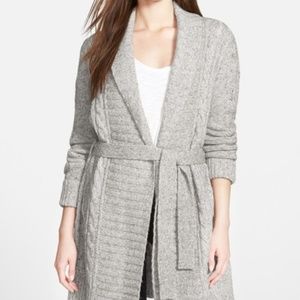 NWT NYDJ Gray Cable Crochet Knit Cardigan PS